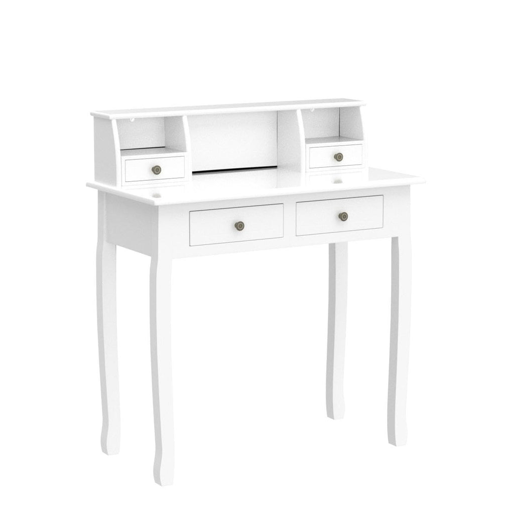 White Writing Desk with Hutch D8814