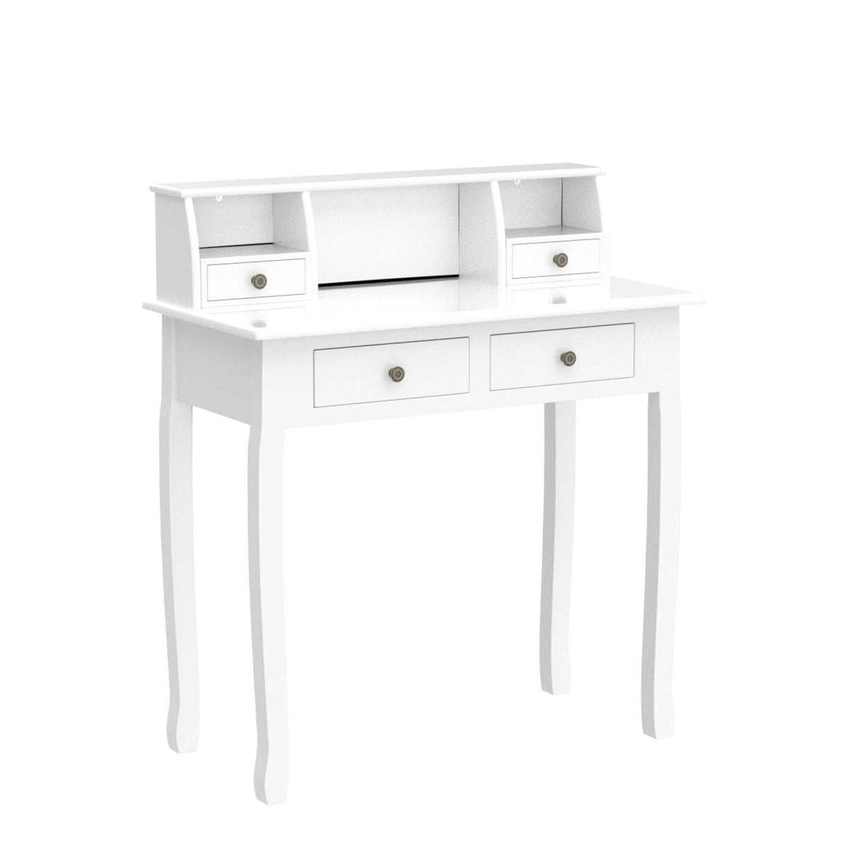 White Writing Desk with Hutch D8814