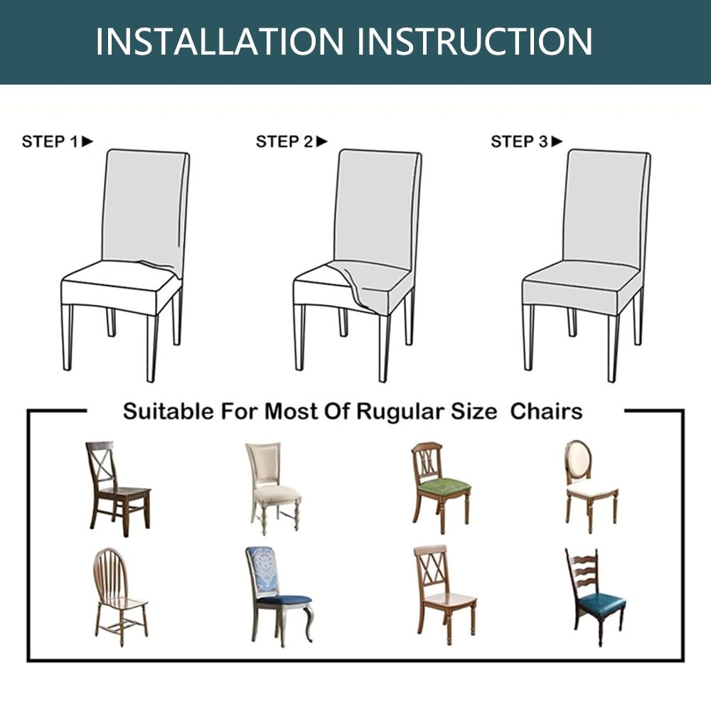 Waterproof PU Leather Stretch Dining Chair Covers, 4PCS D71145