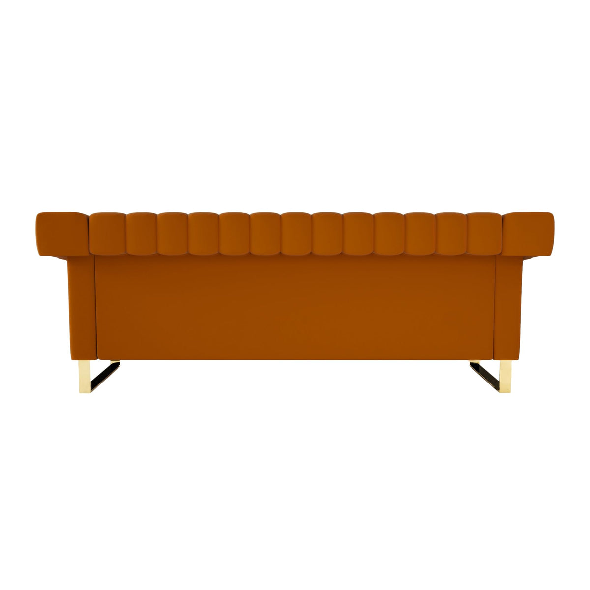 Orange Velvet Sofa with Gold Metal Legs I8968