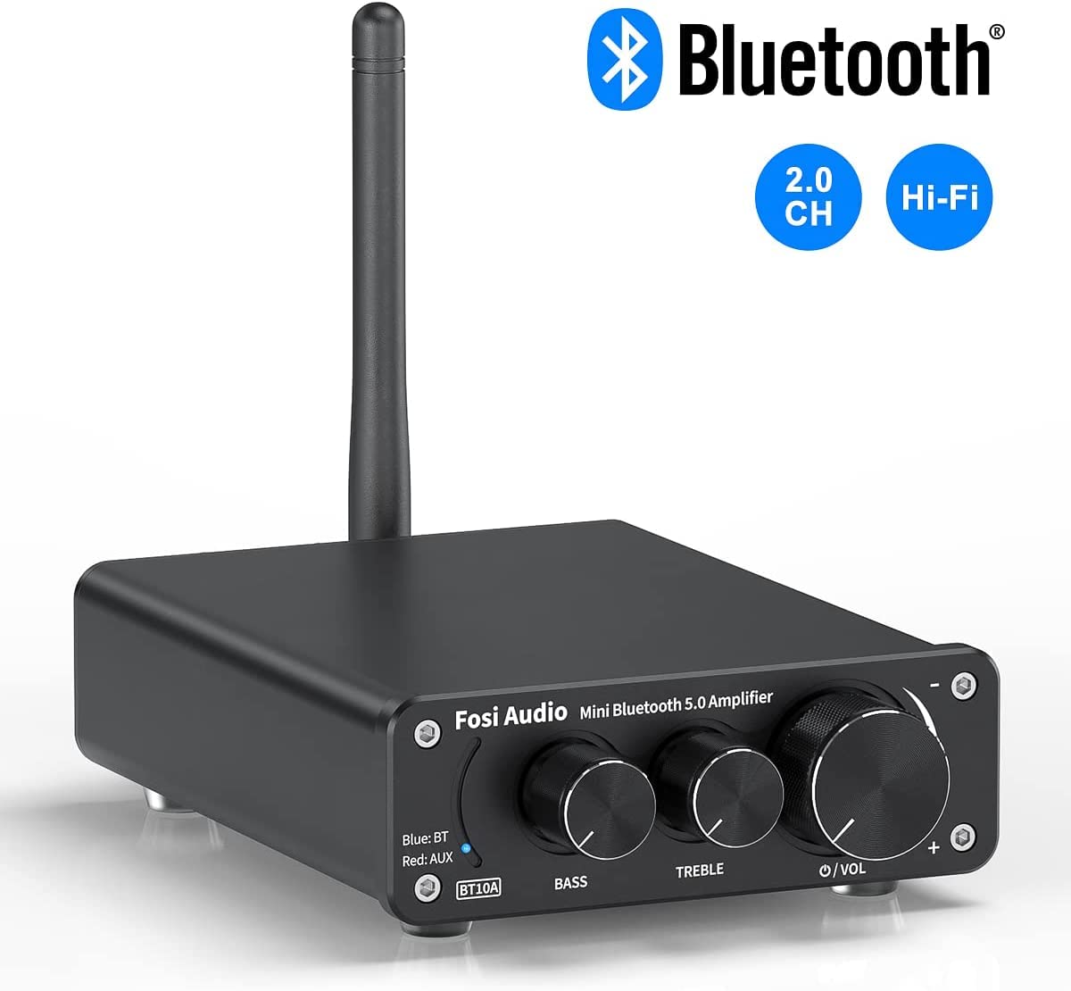 Bluetooth 5.0 Stereo Audio Amplifier Receiver 2 Channel Class D Mini Hi-Fi Integrated Amp 50W x 2 V980937