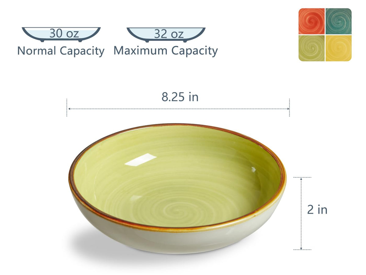30 Ounce Porcelain Pasta Bowls Set of 4 Assorted Color U18329
