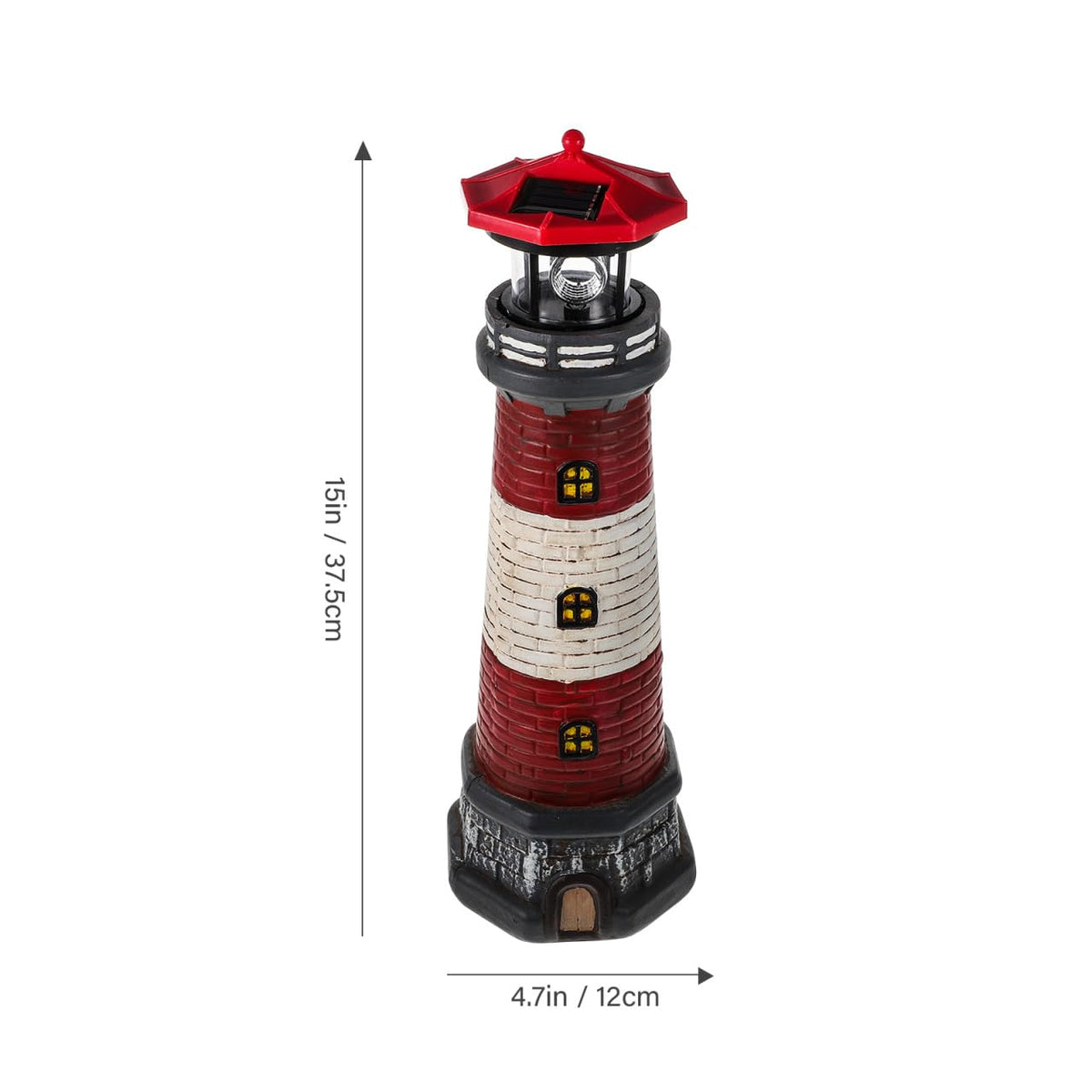 Solar Lighthouse with Rotating LED Lights 15 Inch Tall U78048
