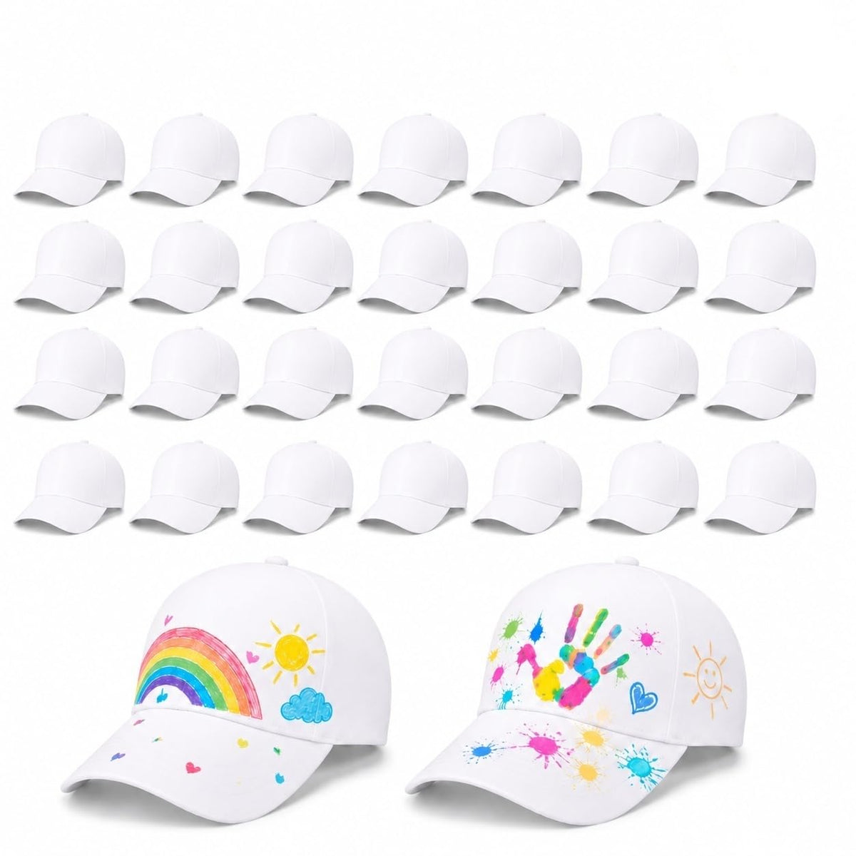 30 Pcs DIY Kids Baseball Caps Hats X450