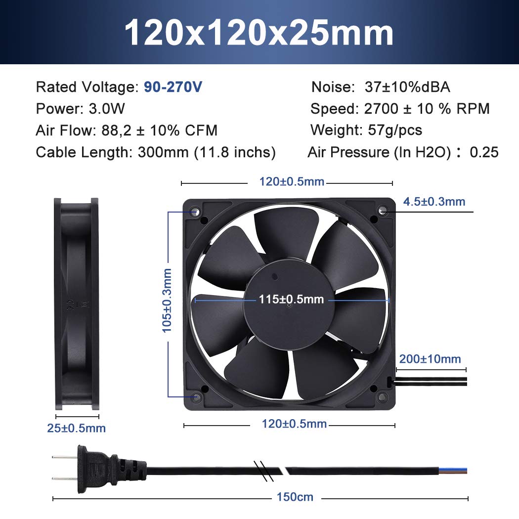 80mm 120mm AC Cooling Fan 2 Pack R264730