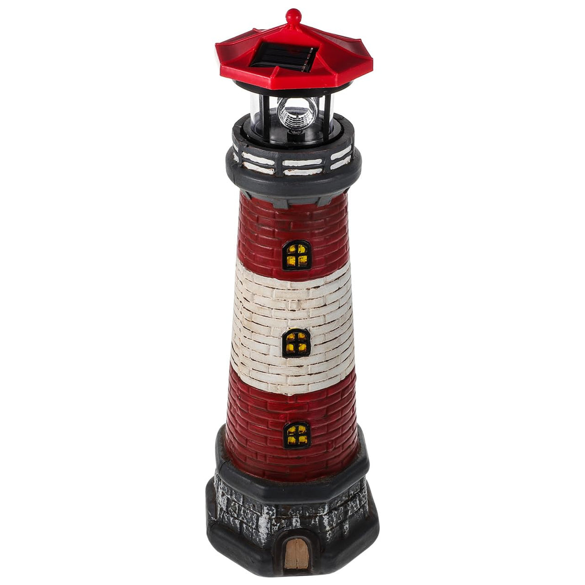 Solar Lighthouse with Rotating LED Lights 15 Inch Tall U78048