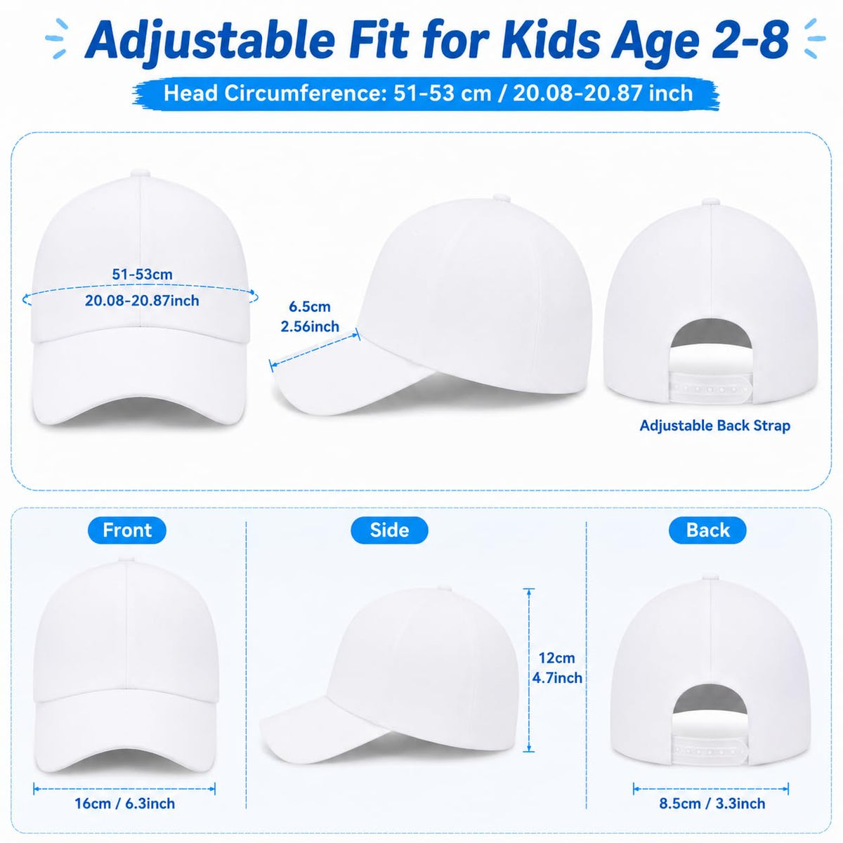 30 Pcs DIY Kids Baseball Caps Hats X450
