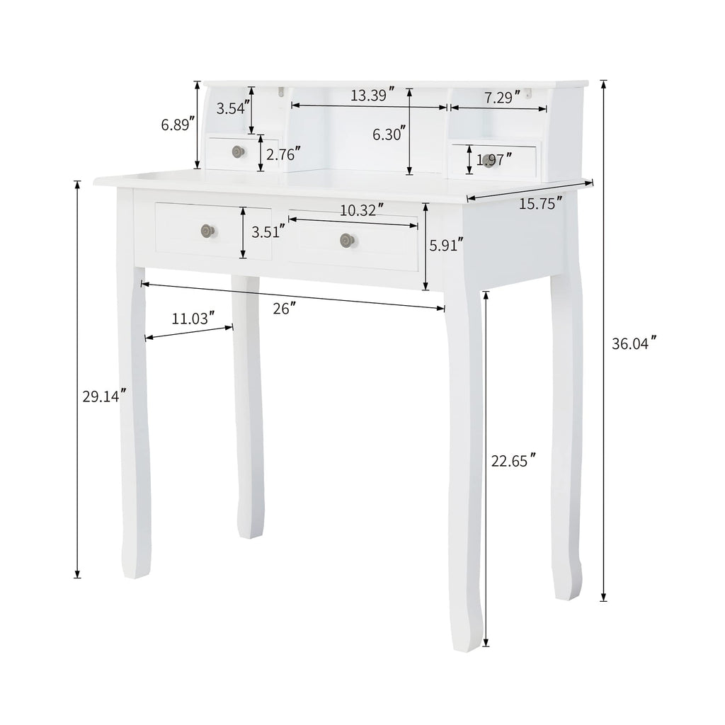 White Writing Desk with Hutch D8814