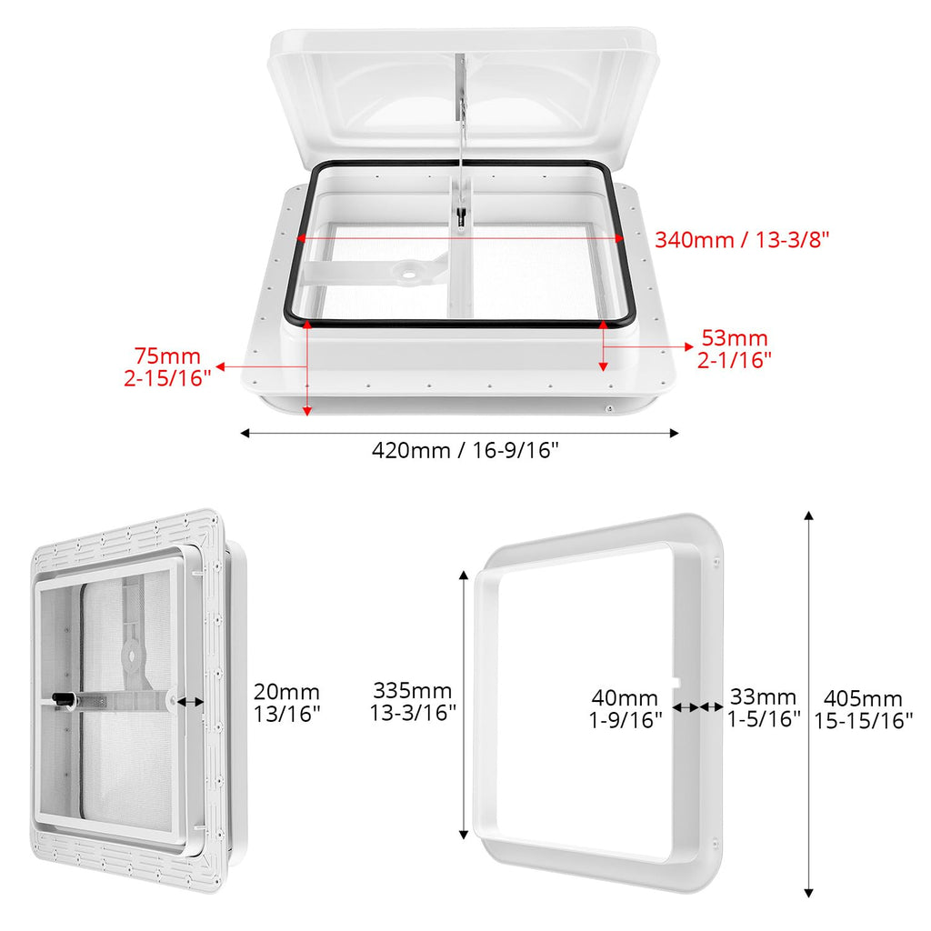 14 x 14 Manual RV Roof Vent Translucent Lid U89787