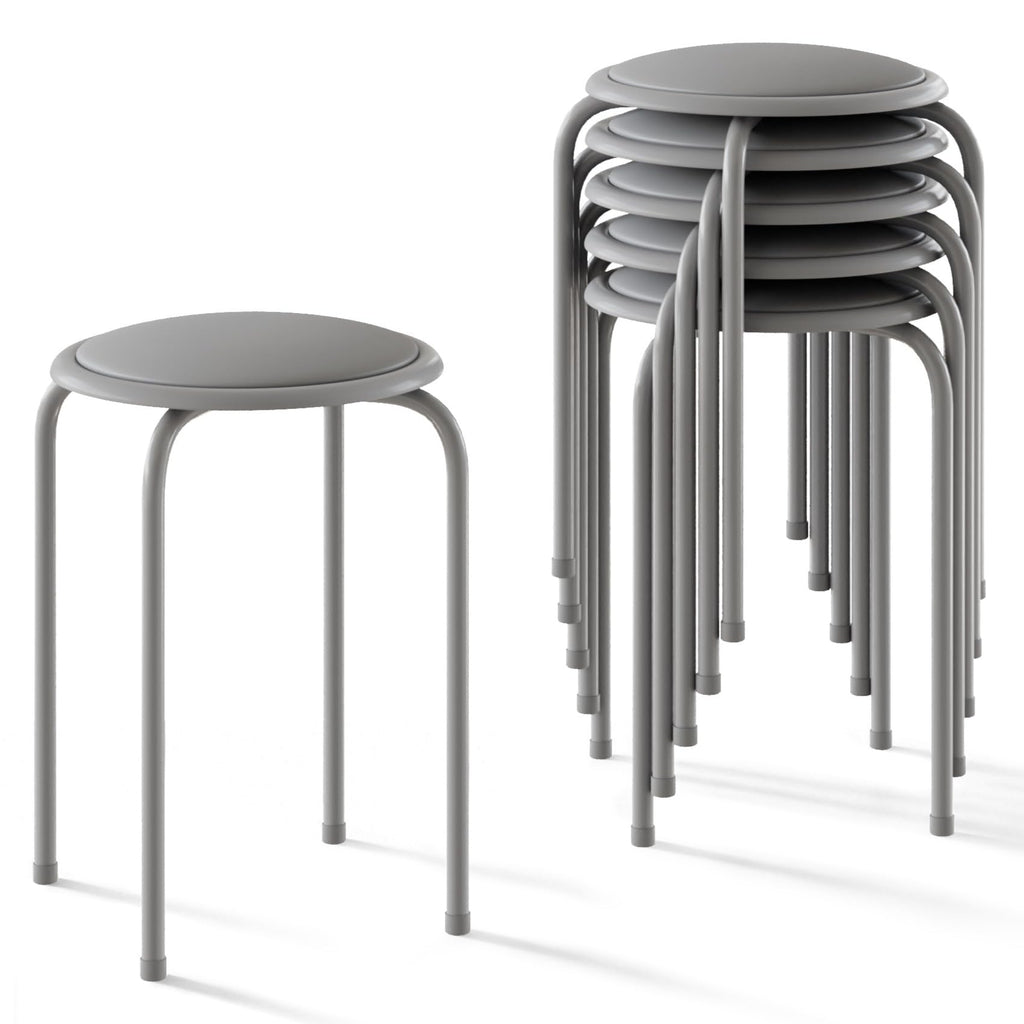 Grey 17 Inch Padded Steel Stacking Stools L87799