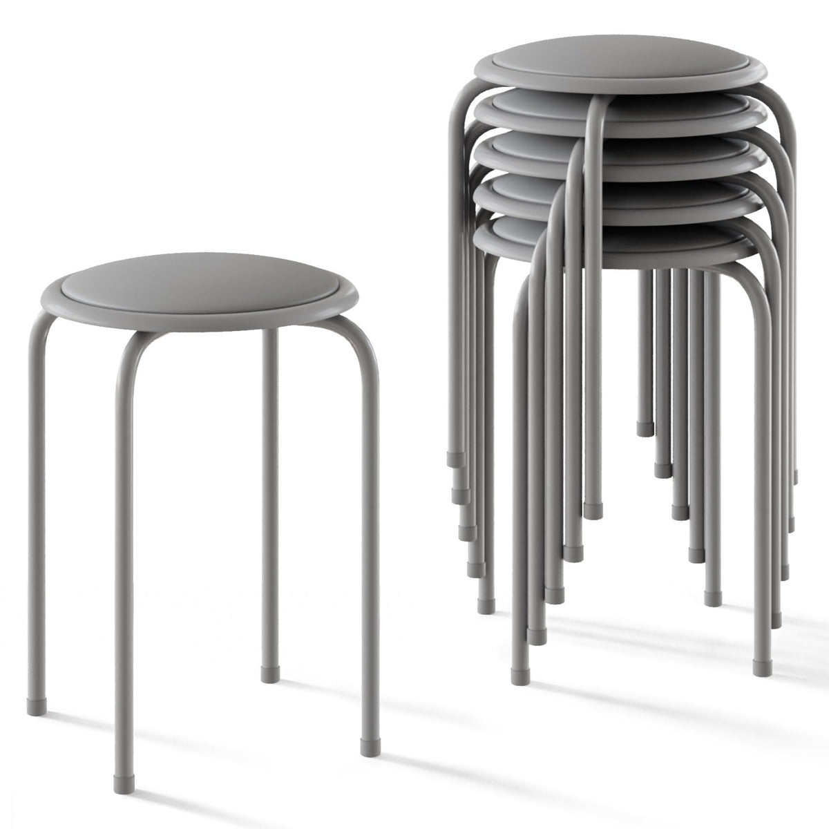 Grey 17 Inch Padded Steel Stacking Stools L87799