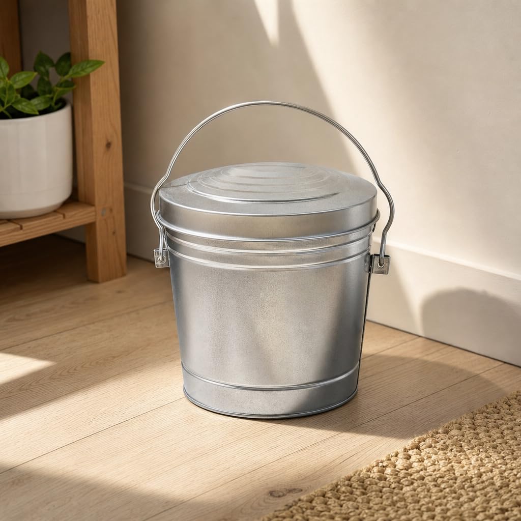 6 Gal Galvanized Steel Storage Can with Locking Lid F20195