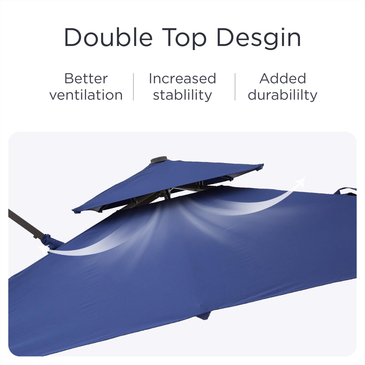 9' X 12' Patio Cantilever Umbrella with Base and LED Lights Y8274