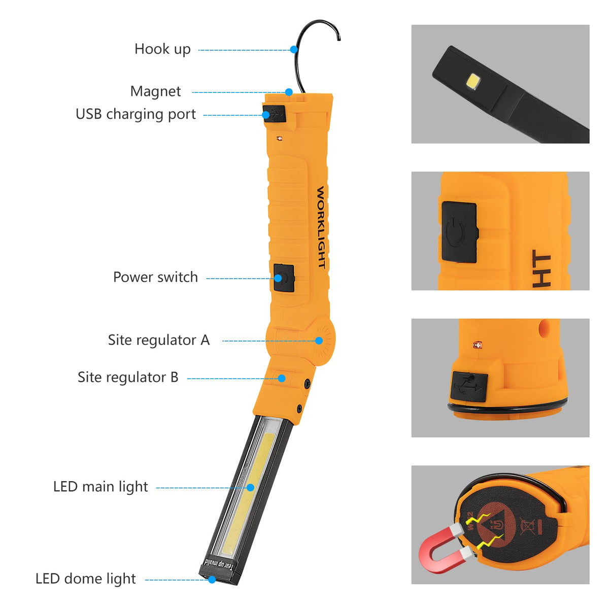 3 Pack Rechargeable LED Work Lights with Magnetic Base G7622