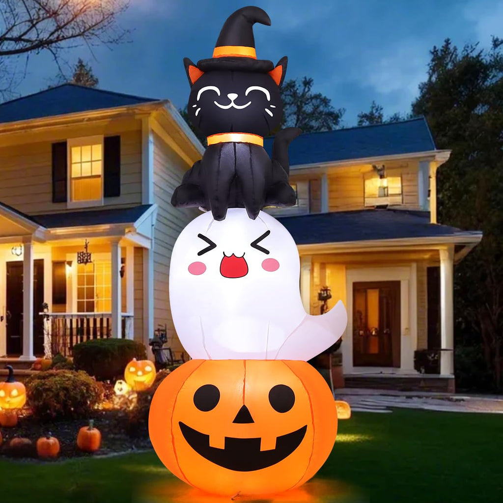 6 FT Halloween Inflatables Pumpkin Ghost Cat Outdoor Decorations T3053