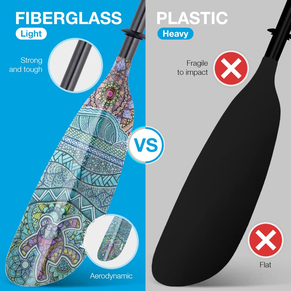 Fiberglass Kayak Paddle 90.5 inches Adjustable Carbon Fiber Shaft I751416