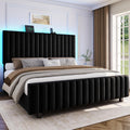 Queen Size Velvet Upholstered Platform Bed Frame with Adjustable Headboard K7926