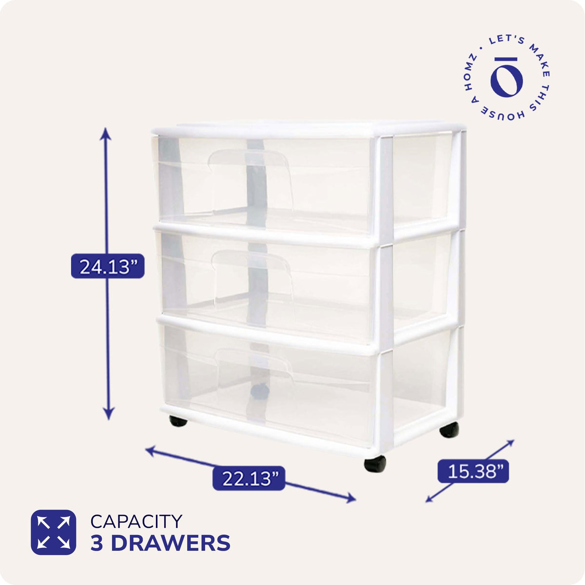 3-Tier Storage Cart with Removable Wheels Z7900