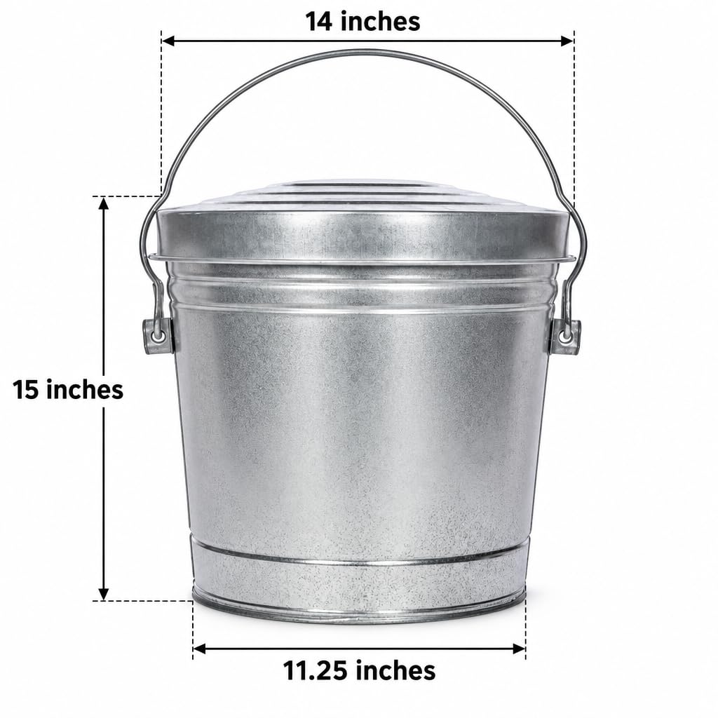6 Gal Galvanized Steel Storage Can with Locking Lid F20195