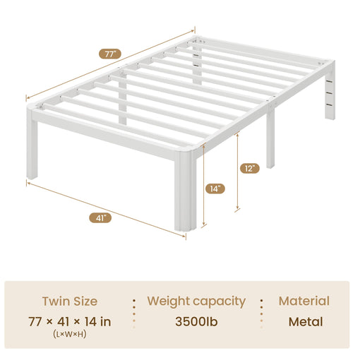 14" Twin Heavy Duty Metal Platform Bed Frame U6670