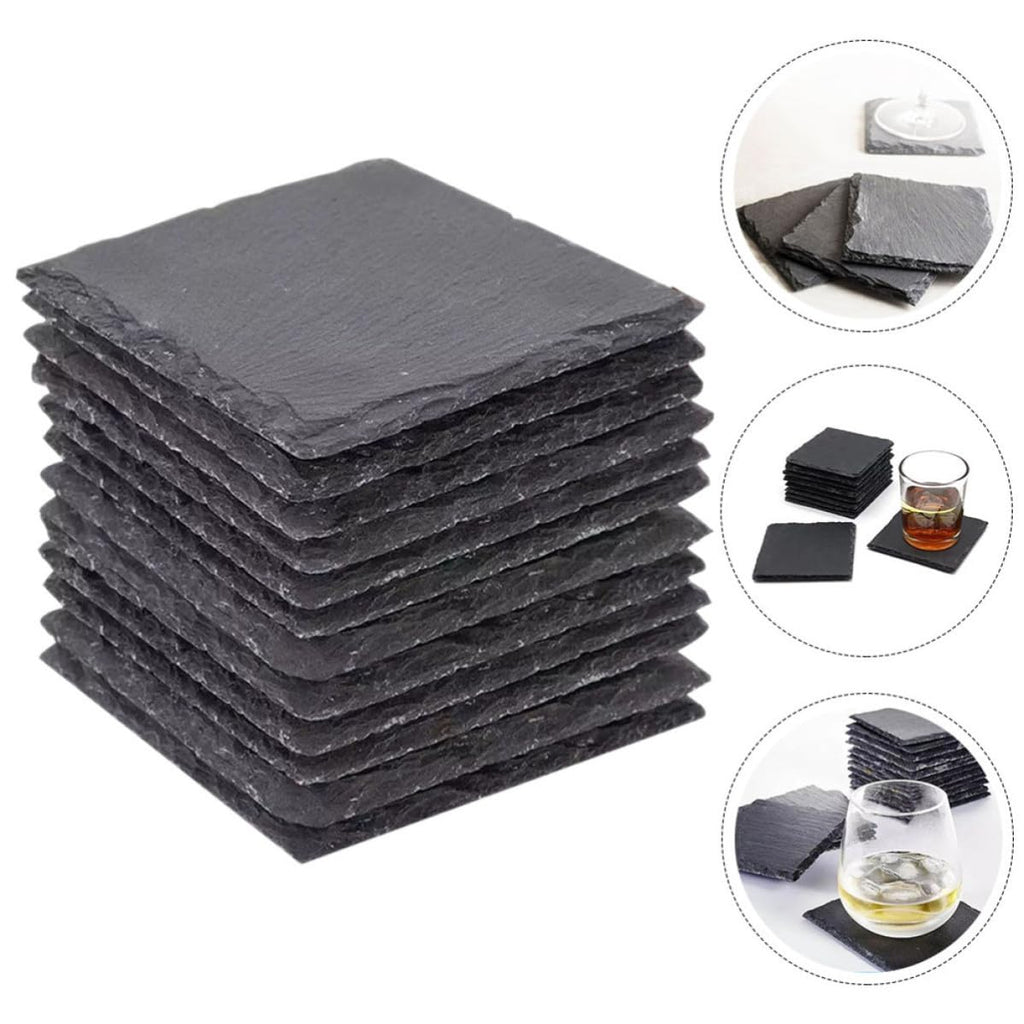 Black Natural Stone Cup Coaster Set W2679