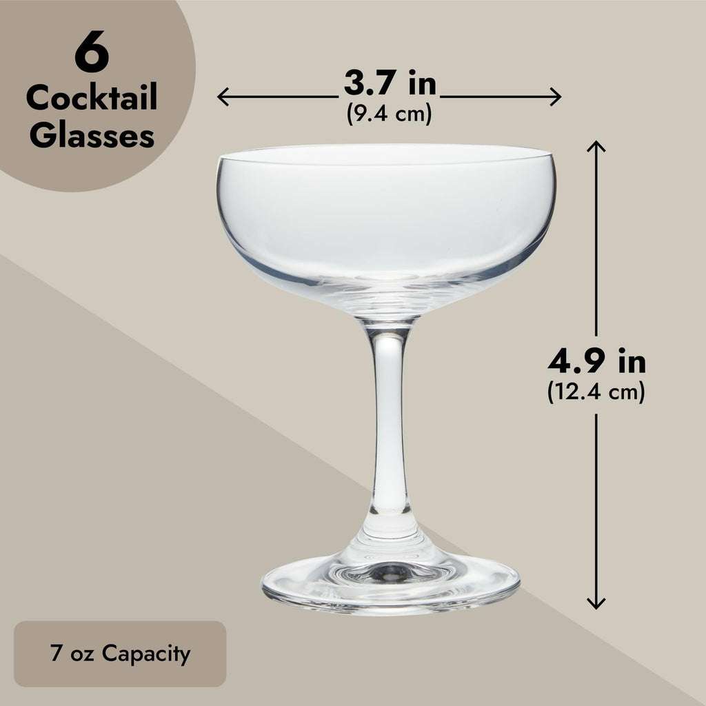 6 Count 7 oz Clear Coupe Glasses I5427