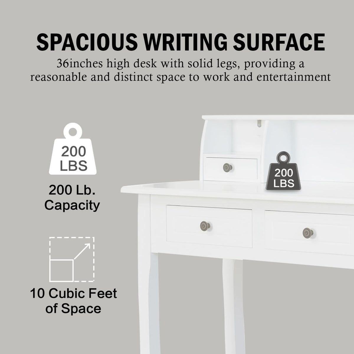 White Writing Desk with Hutch D8814