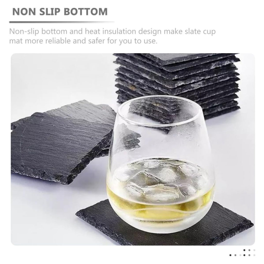 Black Natural Stone Cup Coaster Set W2679