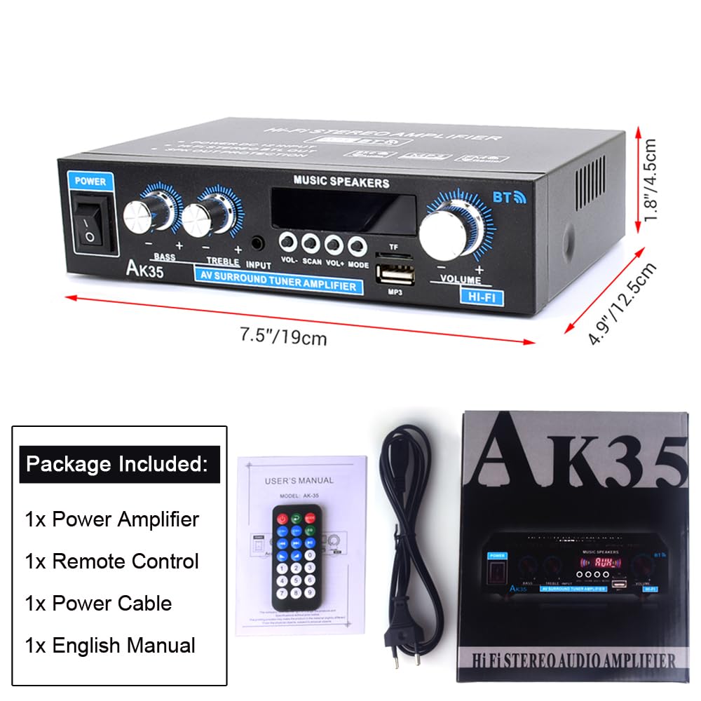 Bluetooth 5.0 200W 2.0 Channel Mini Stereo Amplifier R285