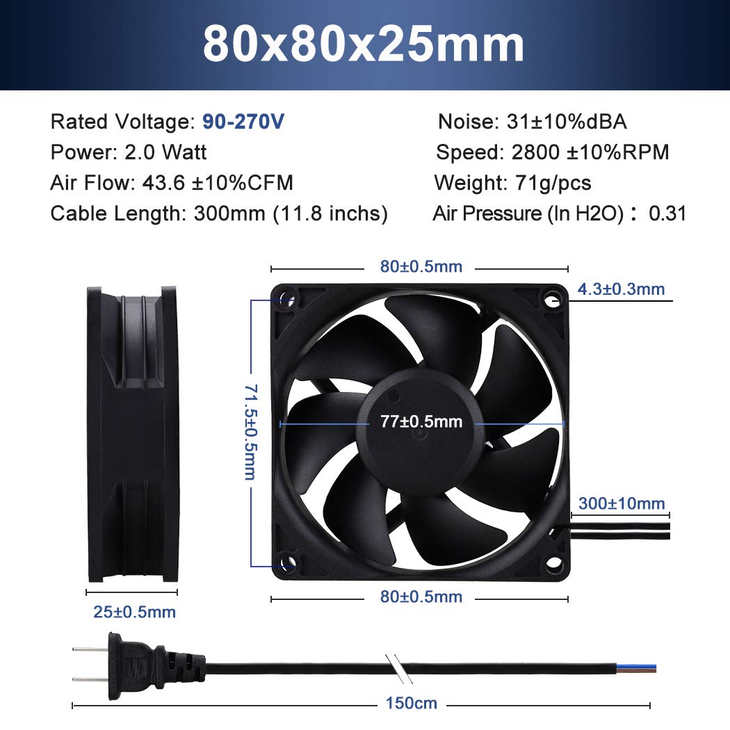 80mm 120mm AC Cooling Fan 2 Pack R264730