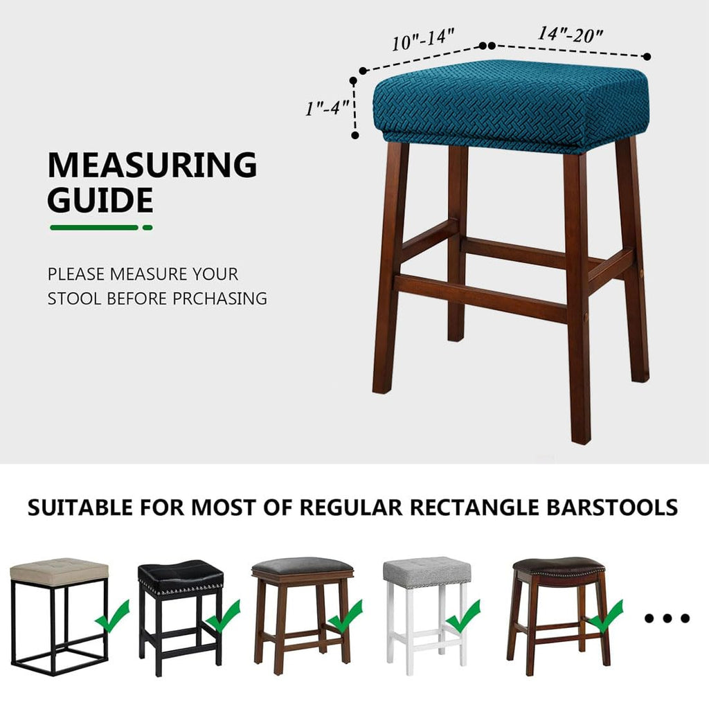 Set of 4 Deep Teal Jacquard Stretch Stool Covers Y180