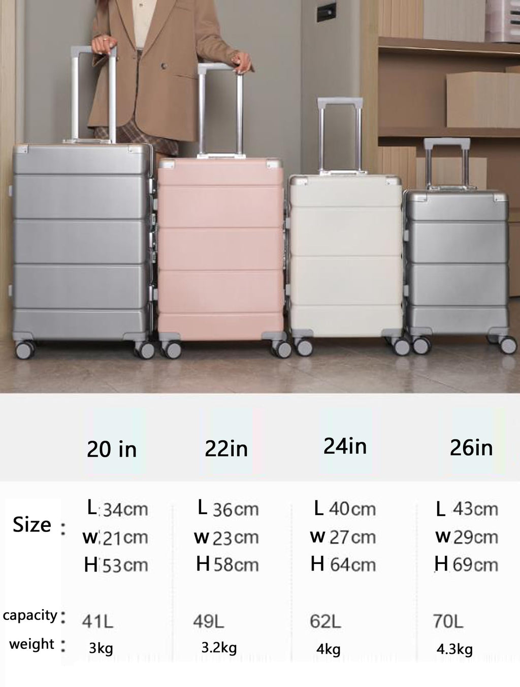 White Hard Shell Carry on Luggage B490