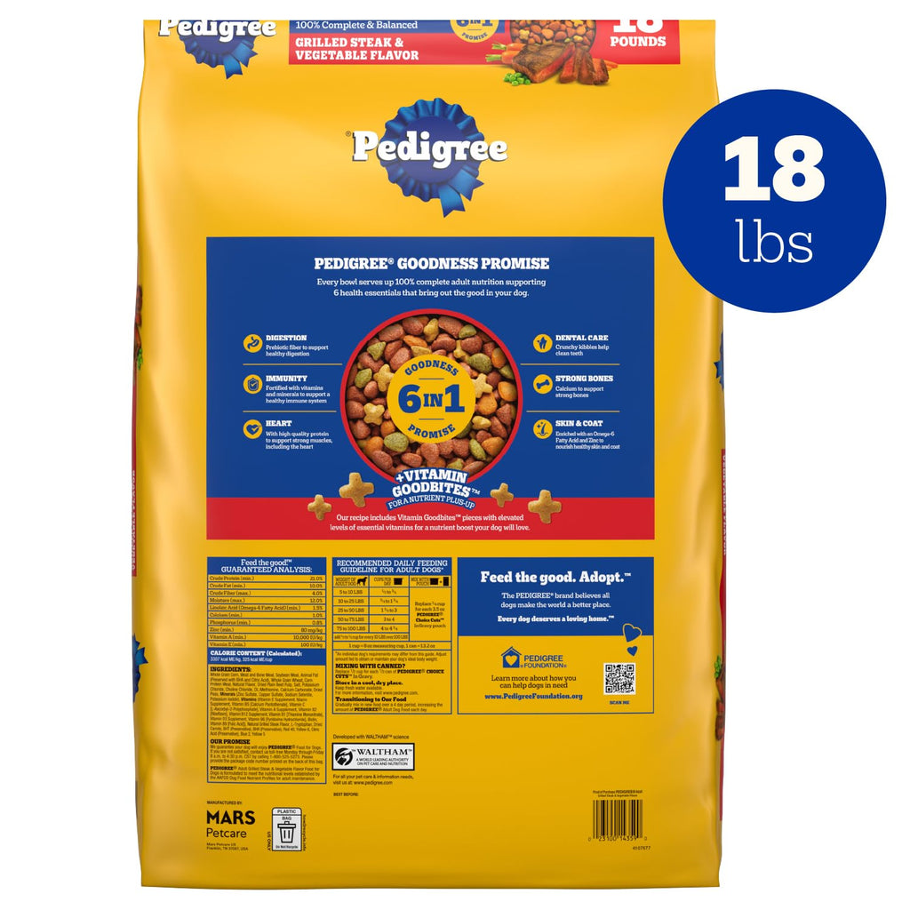 Adult Complete Nutrition Dry Dog Food Steak & Vegetable 18 lb R3952