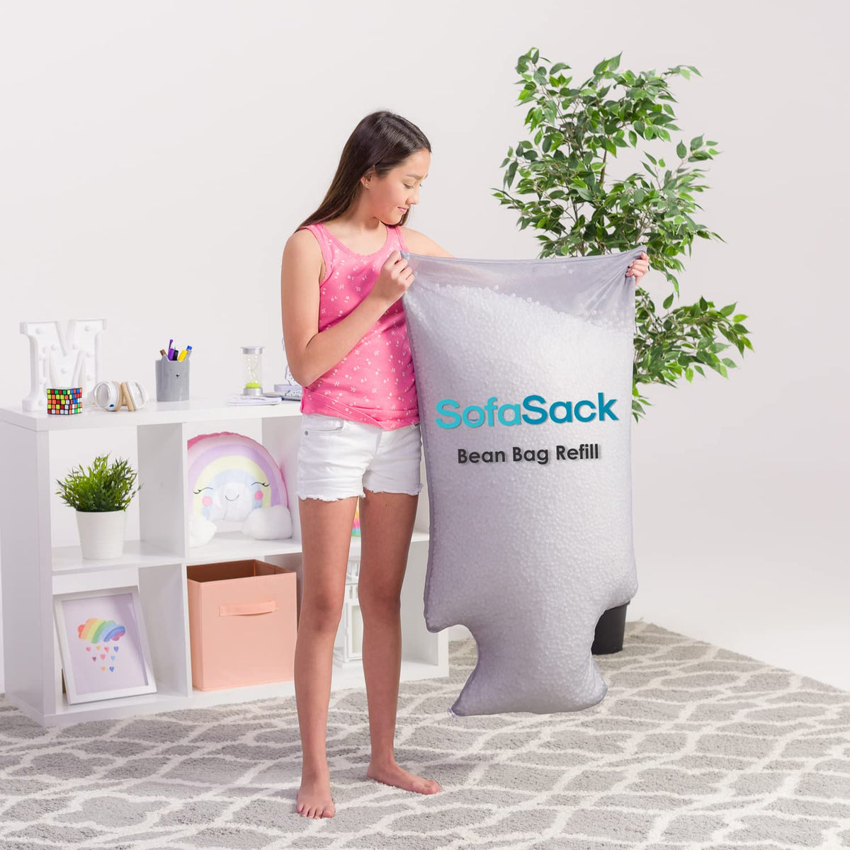 White Foam Filling Bean Bag Refill 100L 2Pk T864936