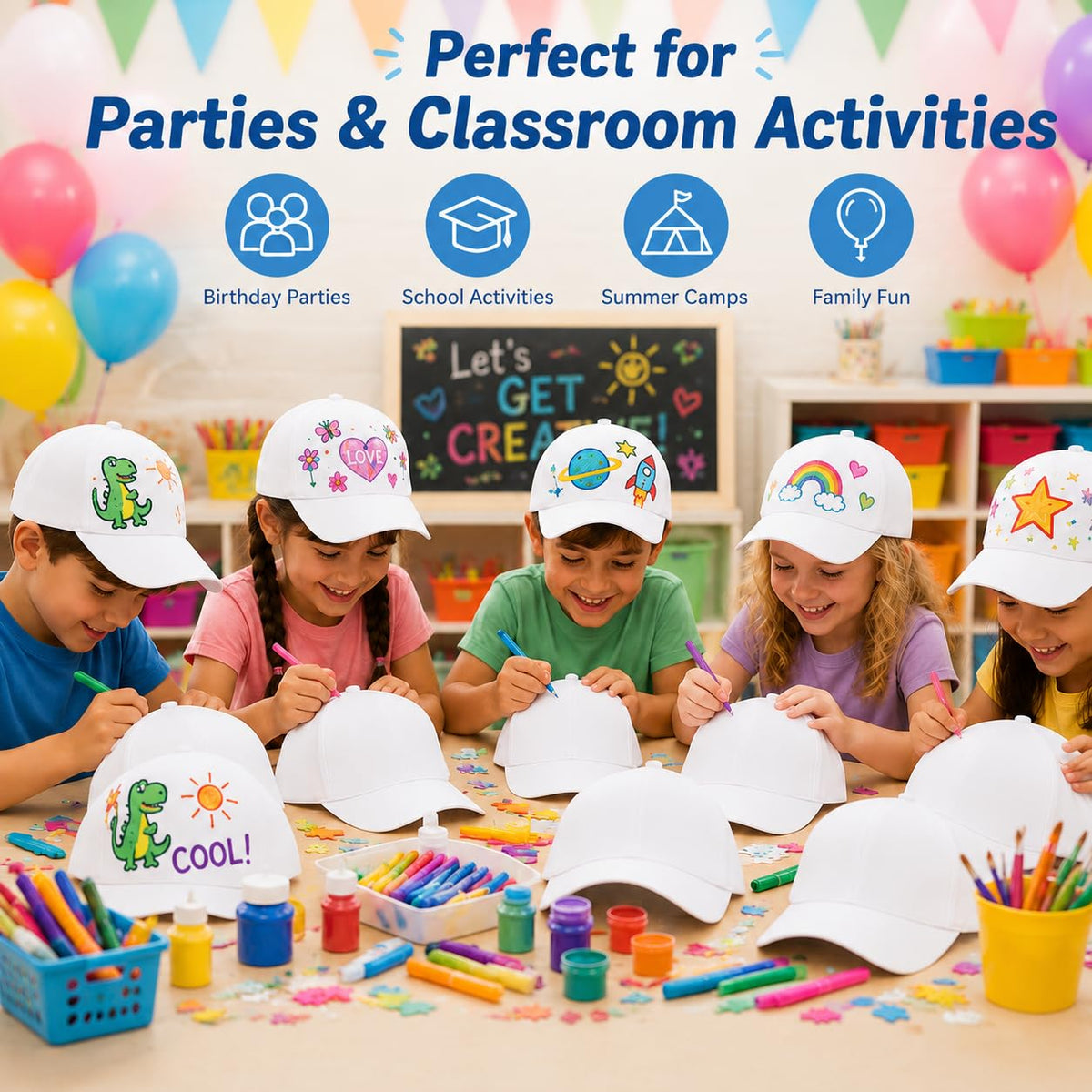 30 Pcs DIY Kids Baseball Caps Hats X450