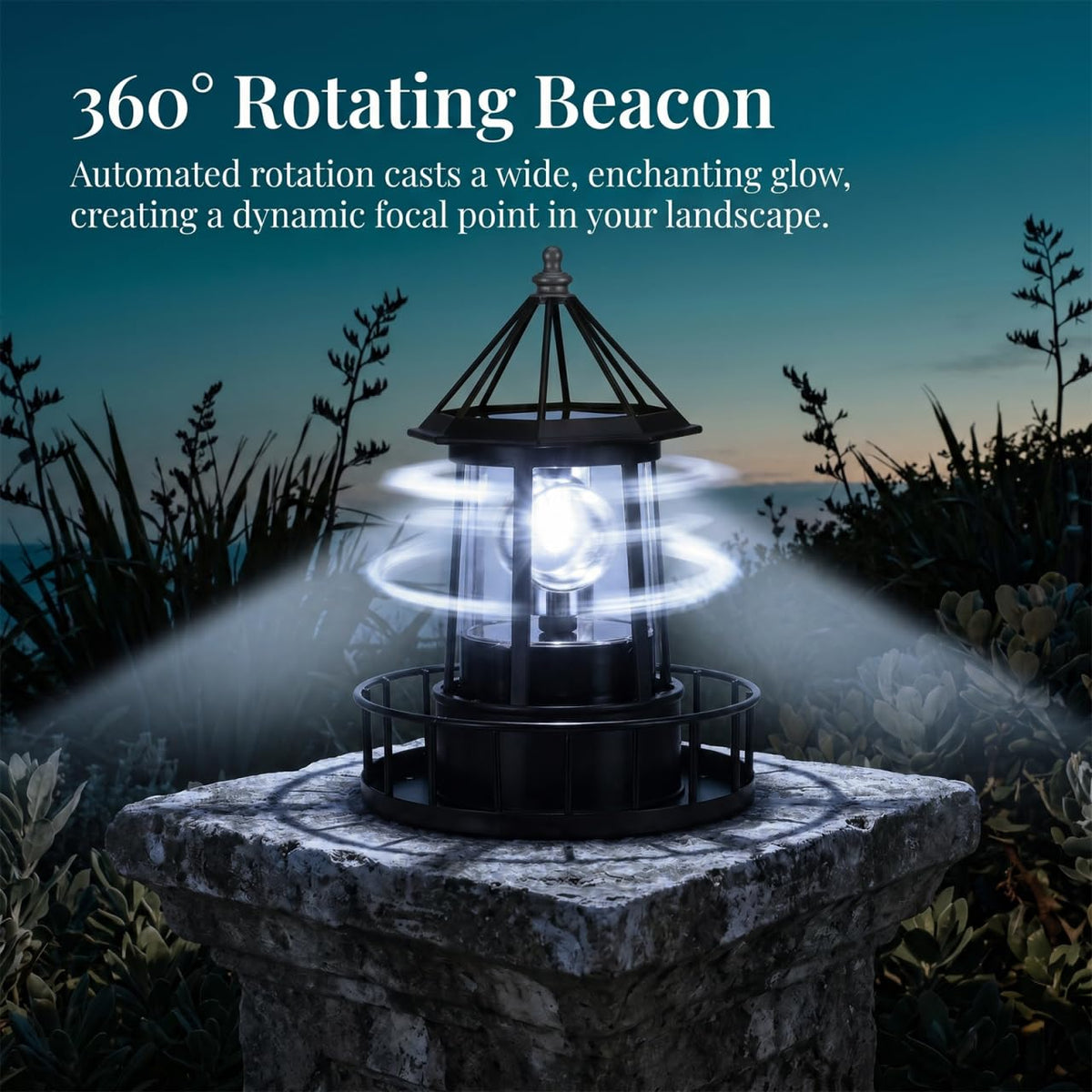 Solar Revolving Lighthouse Light L364