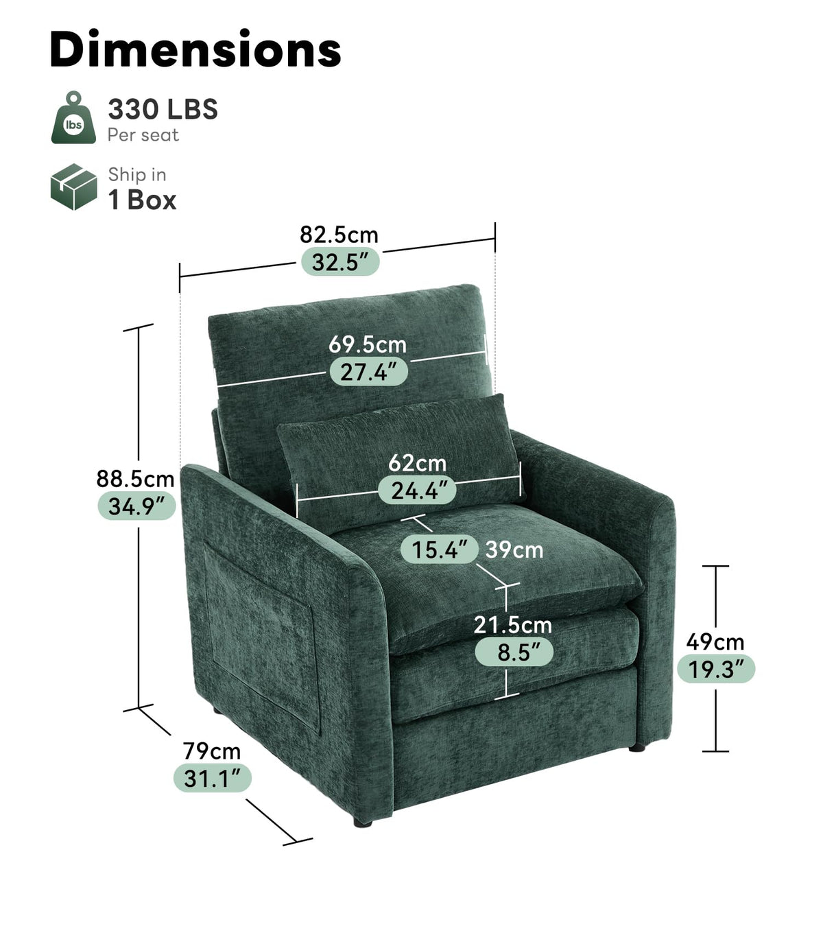 Green 2-Pack Upholstered Accent Chair Set T7863