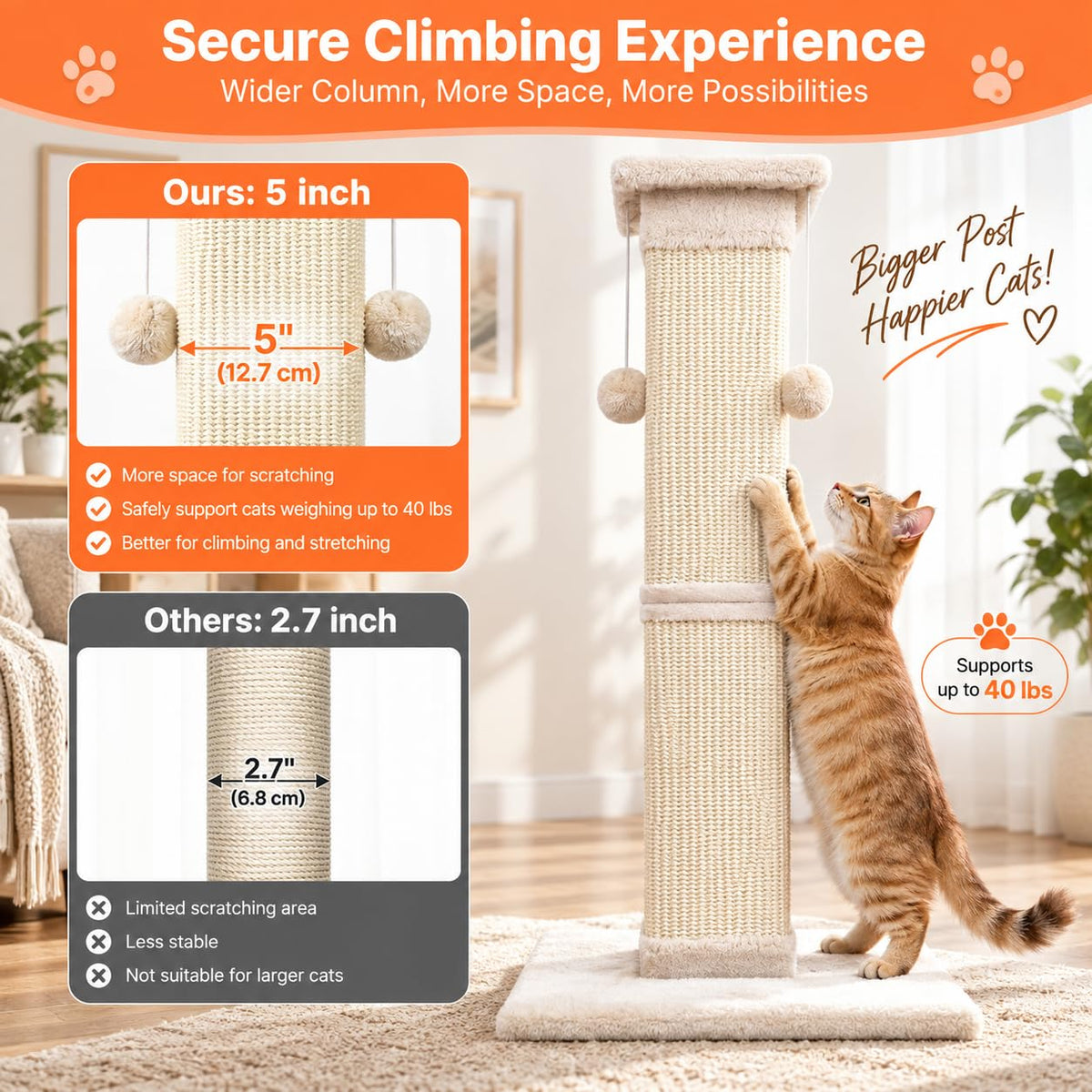 33 Inch Nature Sisal Cat Scratching Post Q565
