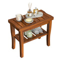 Teak Wood Shower Bench Stool with Storage Shelf U601751