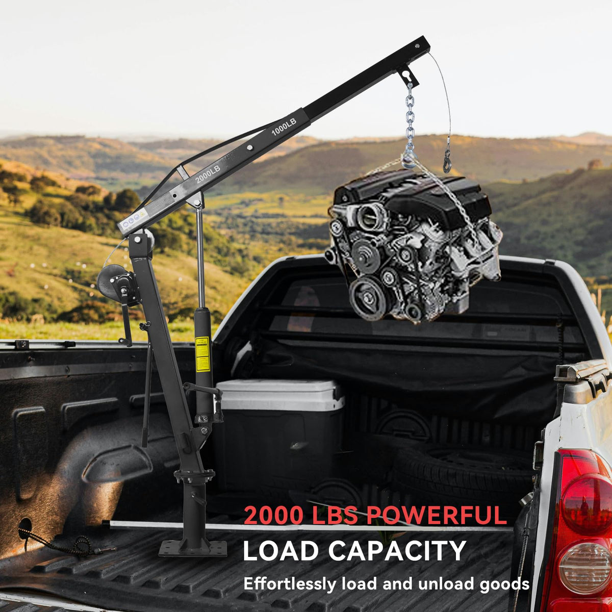 2000 lbs Folding Truck Crane with Hydraulic Winch L83607