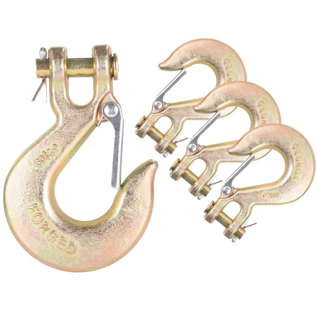 4-Pack 3/8-Inch Grade 70 Forged Steel Clevis Slip Hooks 18,000 Lbs Capacity S744