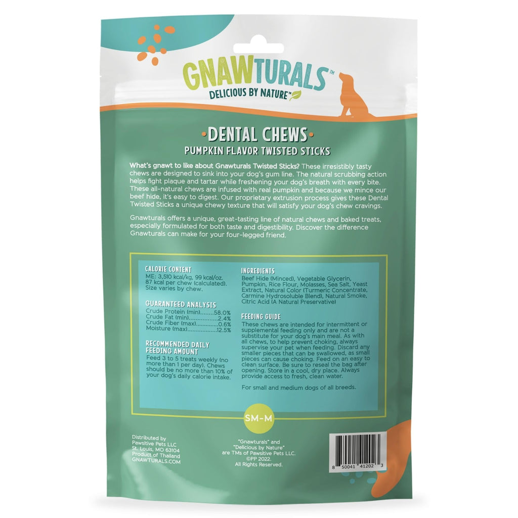 Twisted Sticks Dental Chews for Dogs (5 Sticks, Pumpkin) N48855