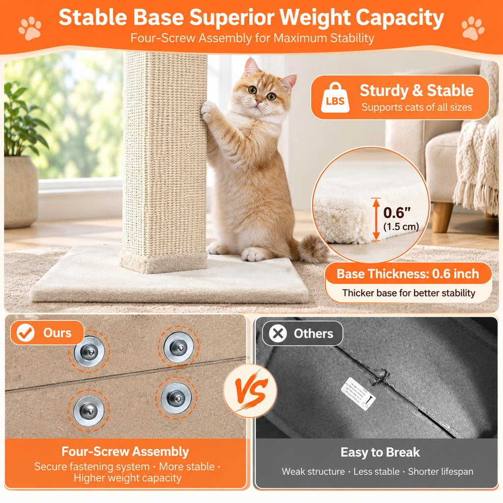 33 Inch Nature Sisal Cat Scratching Post Q565