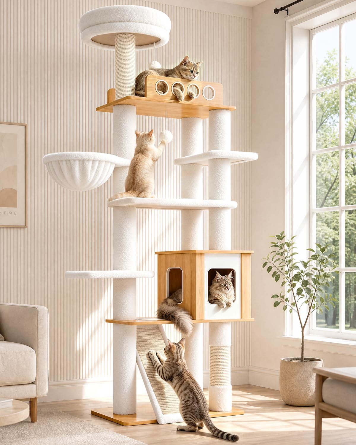 70" Wood Cat Tree for Large Cats G879225