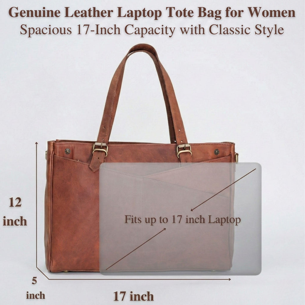 17-inch Large Brown Genuine Leather Laptop Bag L70298
