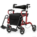 2 in 1 Folding Rollator Walker with Seat and 8" Wheels N613