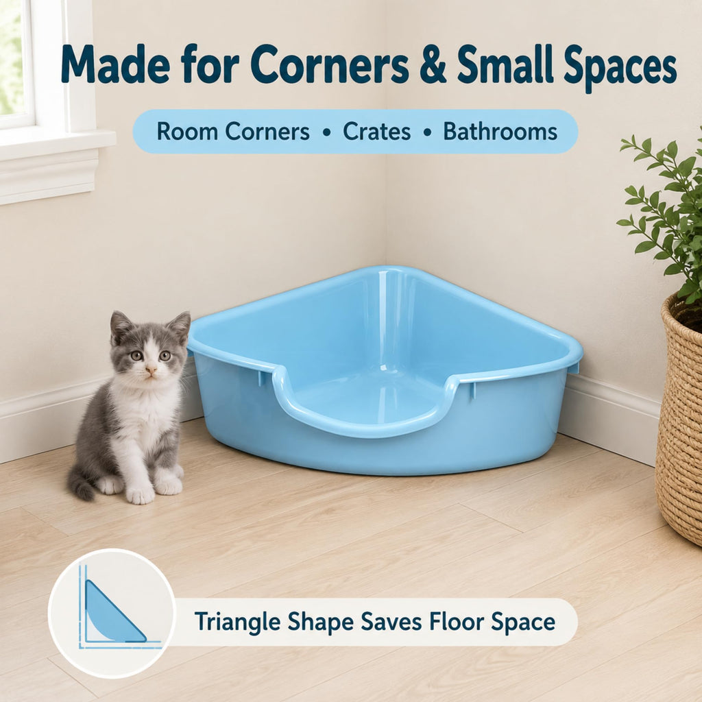 Corner Litter Box, Low Entry Kitten Litter Box E140