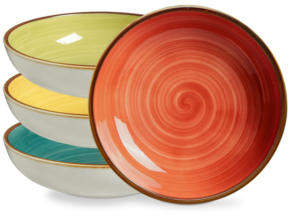 30 Ounce Porcelain Pasta Bowls Set of 4 Assorted Color U18329