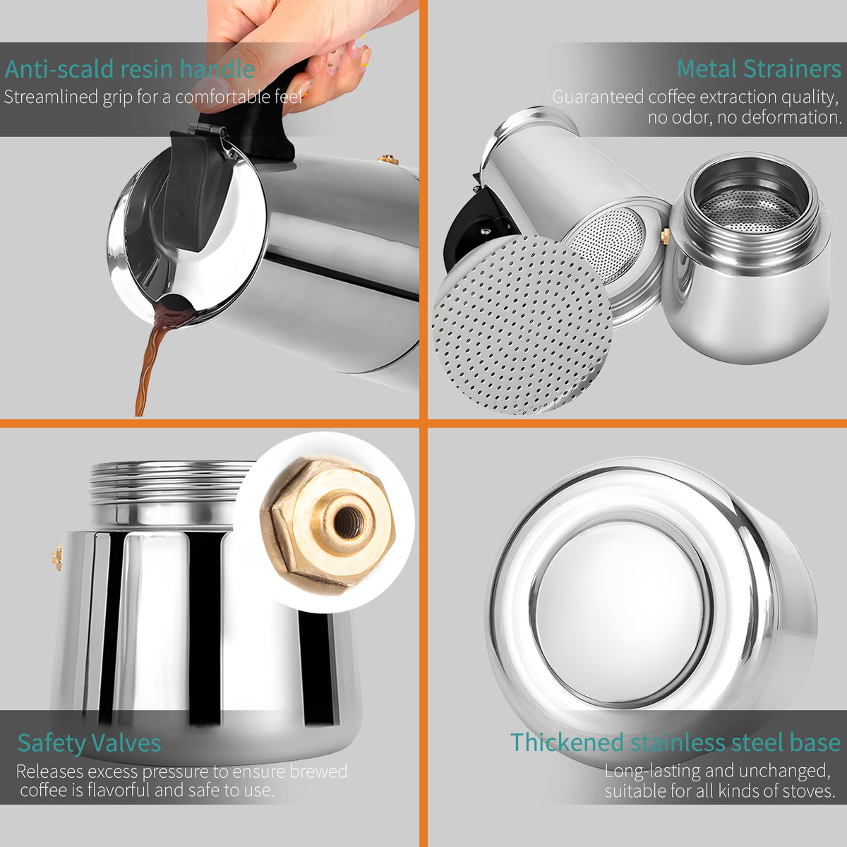 Stainless Steel Stovetop Espresso Maker 300ml 6 cup L70312