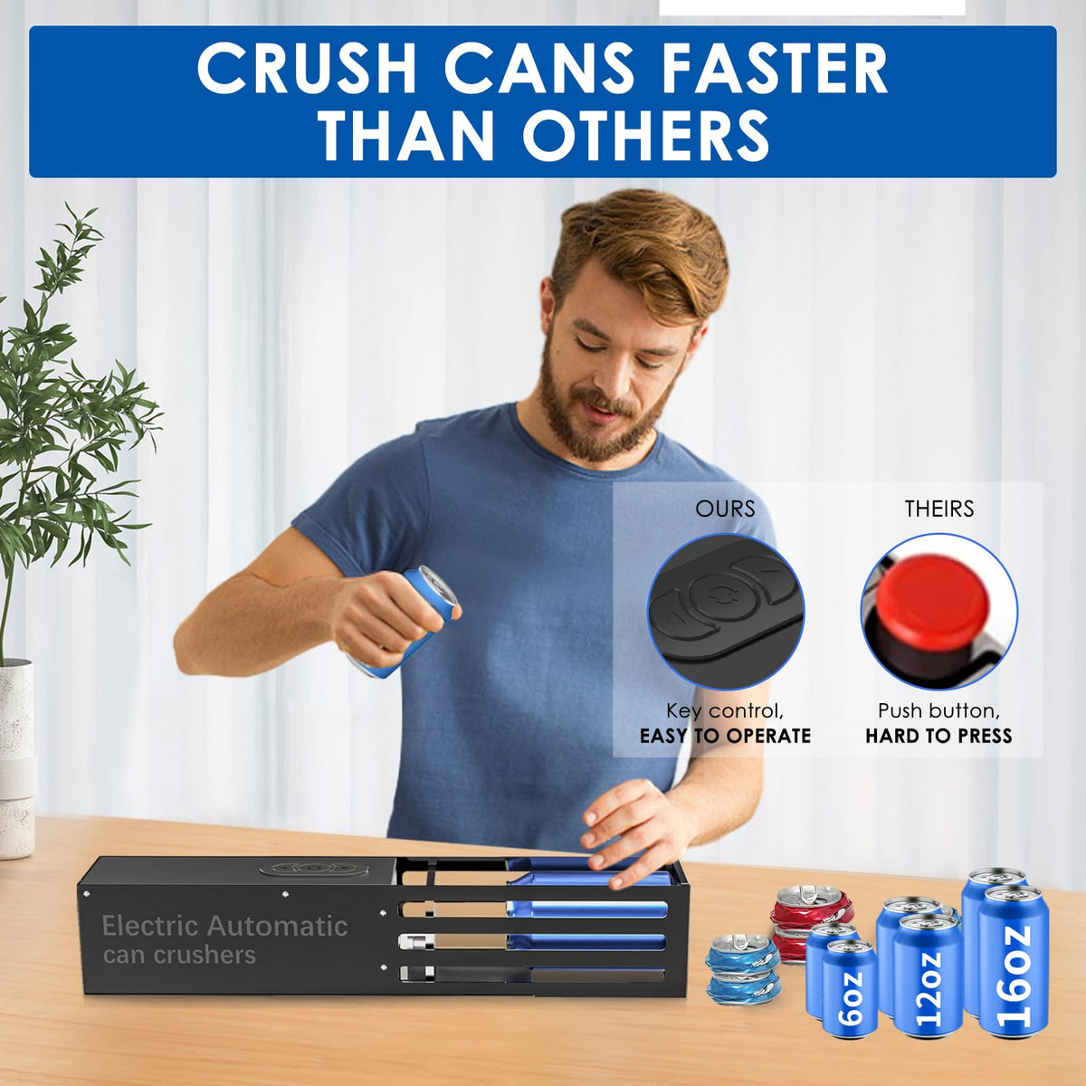 Automatic Electric Can Crusher for 8oz 12oz 16oz Cans Q5557